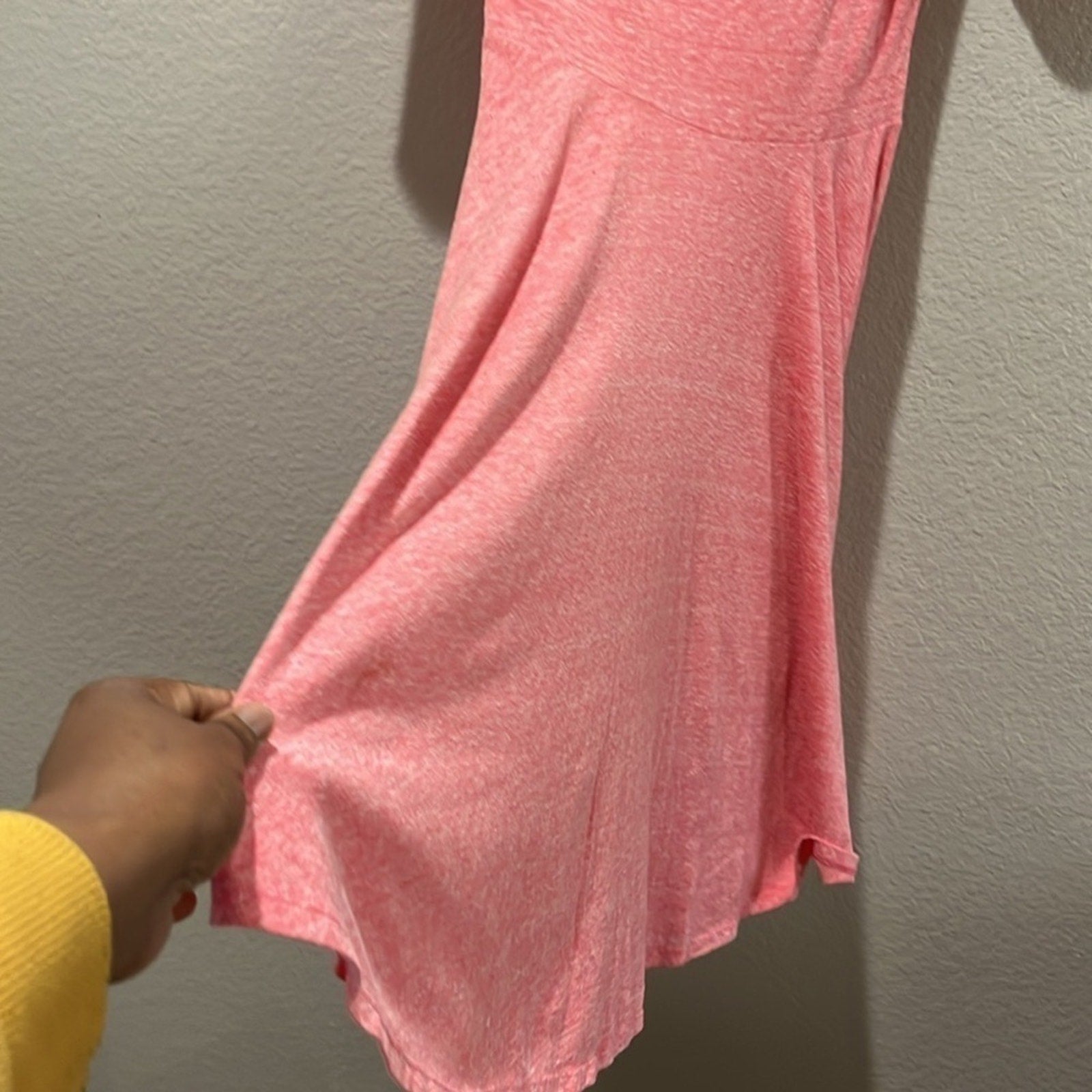 Lula Roe Pink and Green Trim Midi Dress Short Sleeve Size Medium Vaca Summer