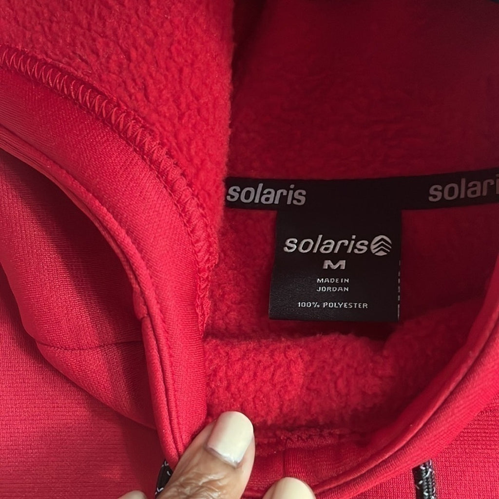 Solaris Men’s Pullover Red Hoodie Size M Slim Kangaroo pocket