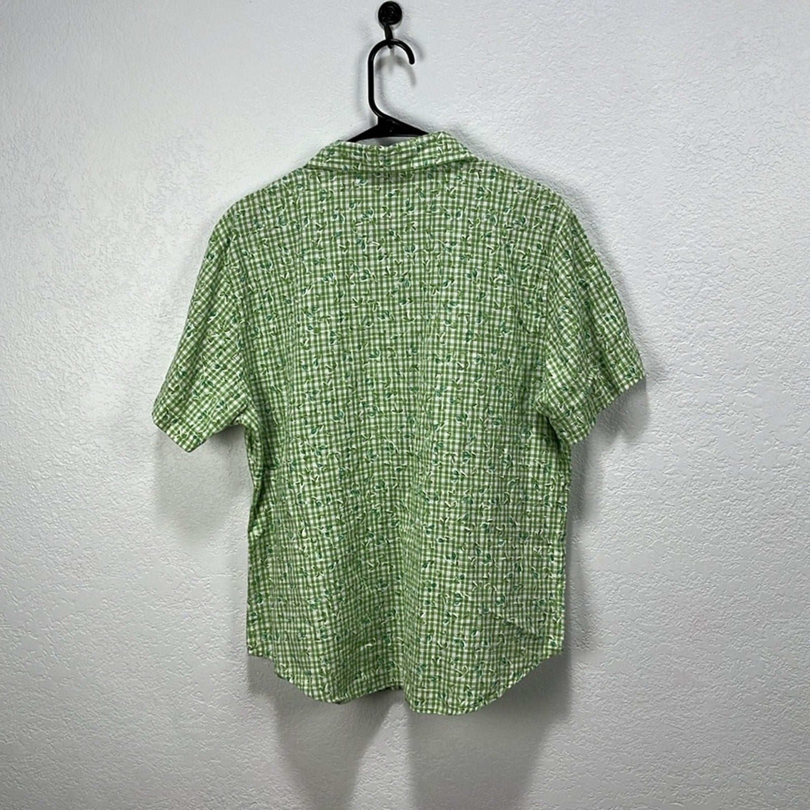 Blassport Women’s Green Casual Button Down Shirt with Floral Print Cotton Sz XL