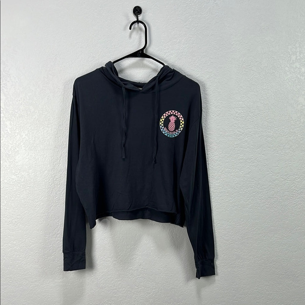Ocean Drive Women’s Charcoal Cropped Hoodie Miami Beach FL  Sz M Beachy Summer