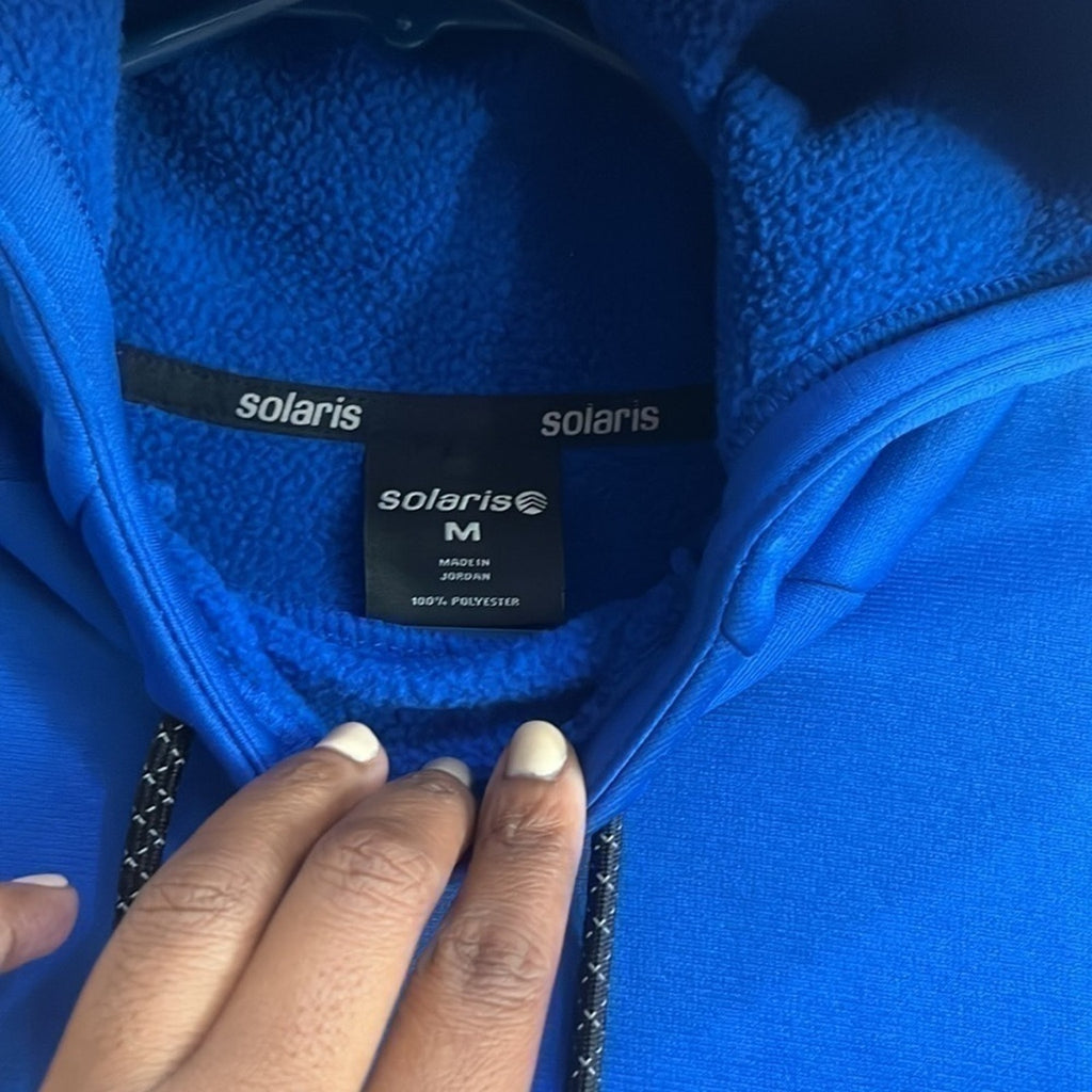 Solaris Men’s Pullover Blue Hoodie Size M Slim Kangaroo pocket