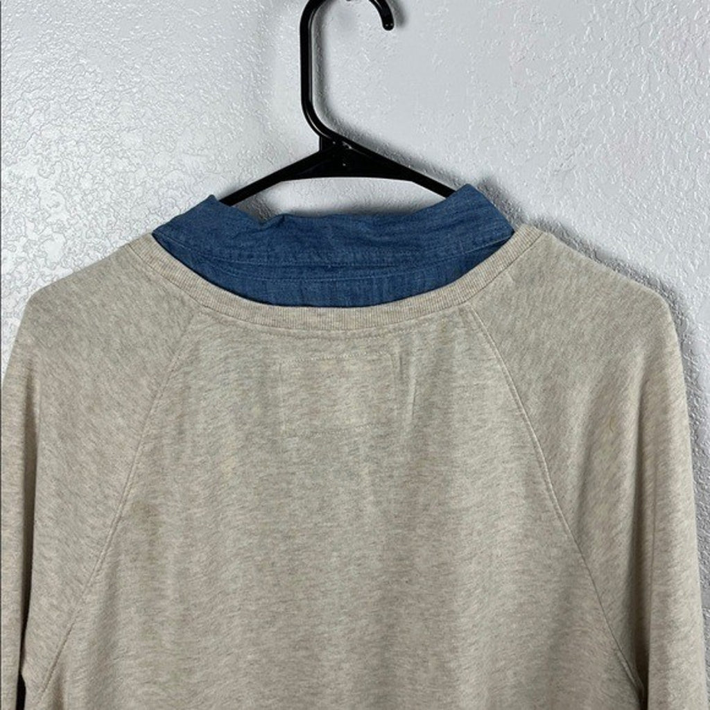 Sonoma Women's Cream Blue Layered V-Neck Top 3/4 Sleeves Sz 1X Business Casual