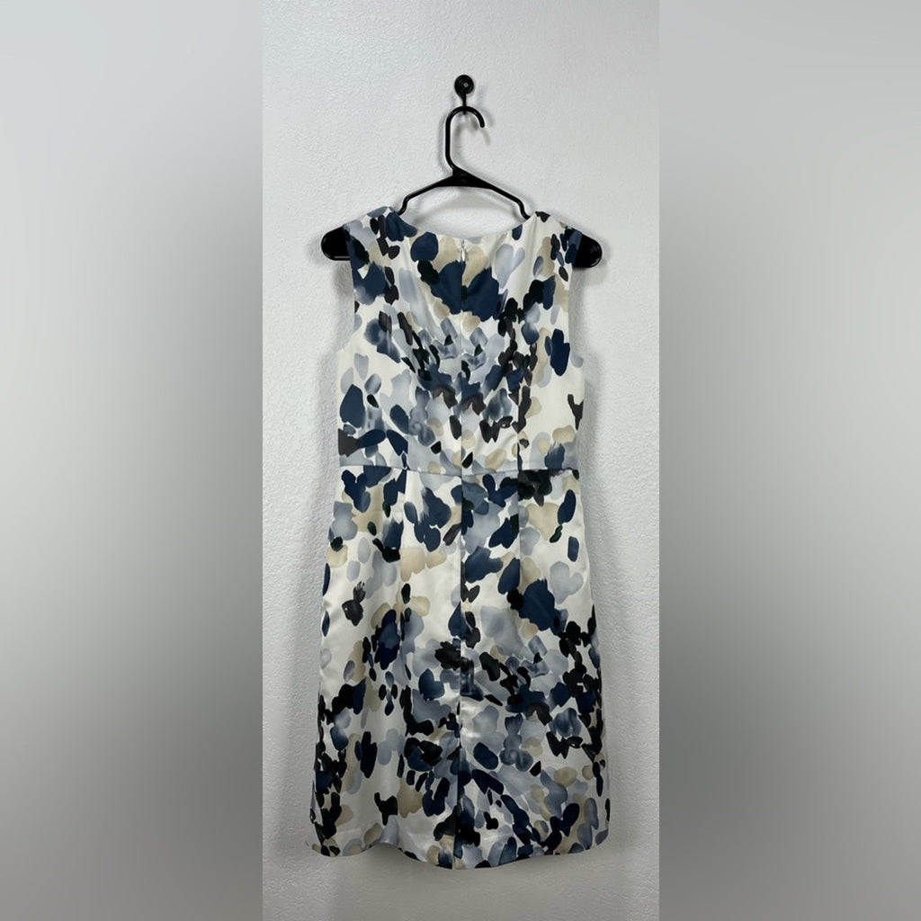 Ann Taylor Satin Sleeveless Watercolor Print Sheath Cocktail Dress Women’s SZ 8