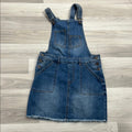 Refuge Blue Denim Overall Mini Skirt Fringe Hem Street Wear Cotton Blend Sz S