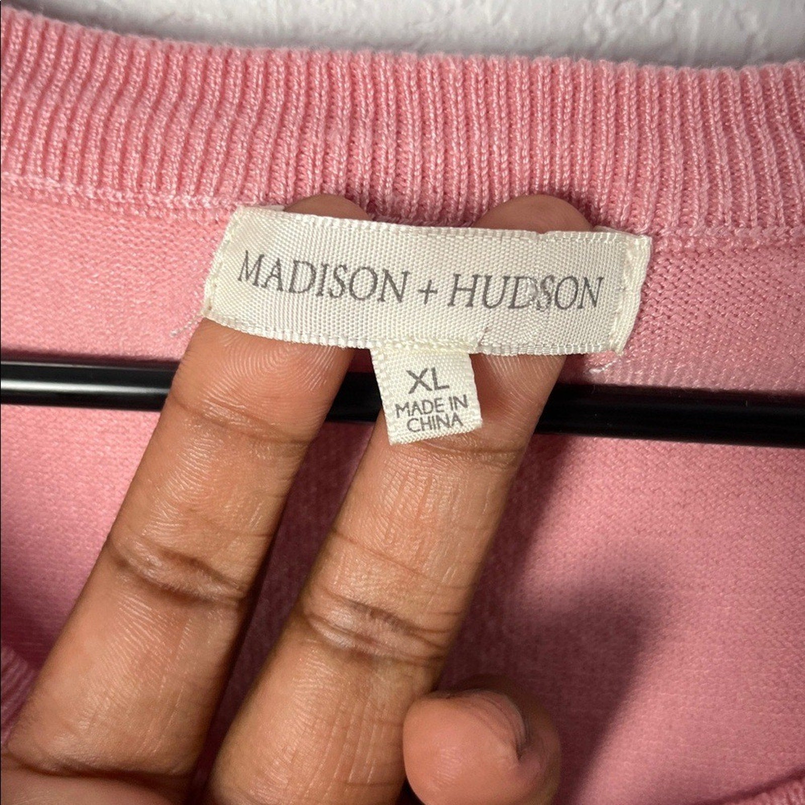 Madison + Hudson Pink Ruffled Women's Sweater Crew Neck Long Sleeve Sz XL Chic