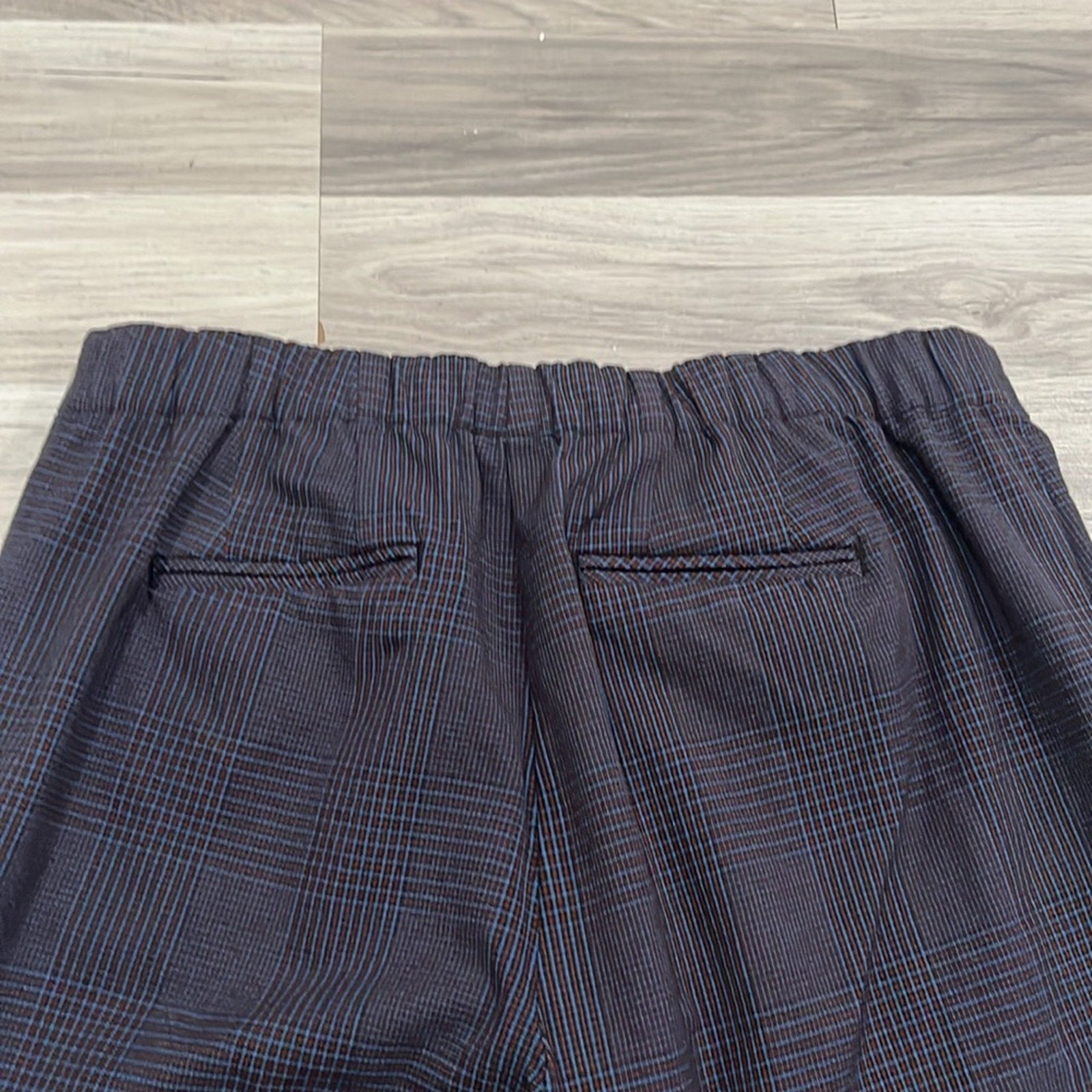 J Jill Ankle Pants Womens 15P Blue Red Plaid Elastic Waist Career Office Wear
