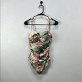 Kona Sol Women's Bandeau Pique High Coverage One Piece Swimsuit Floral Size M