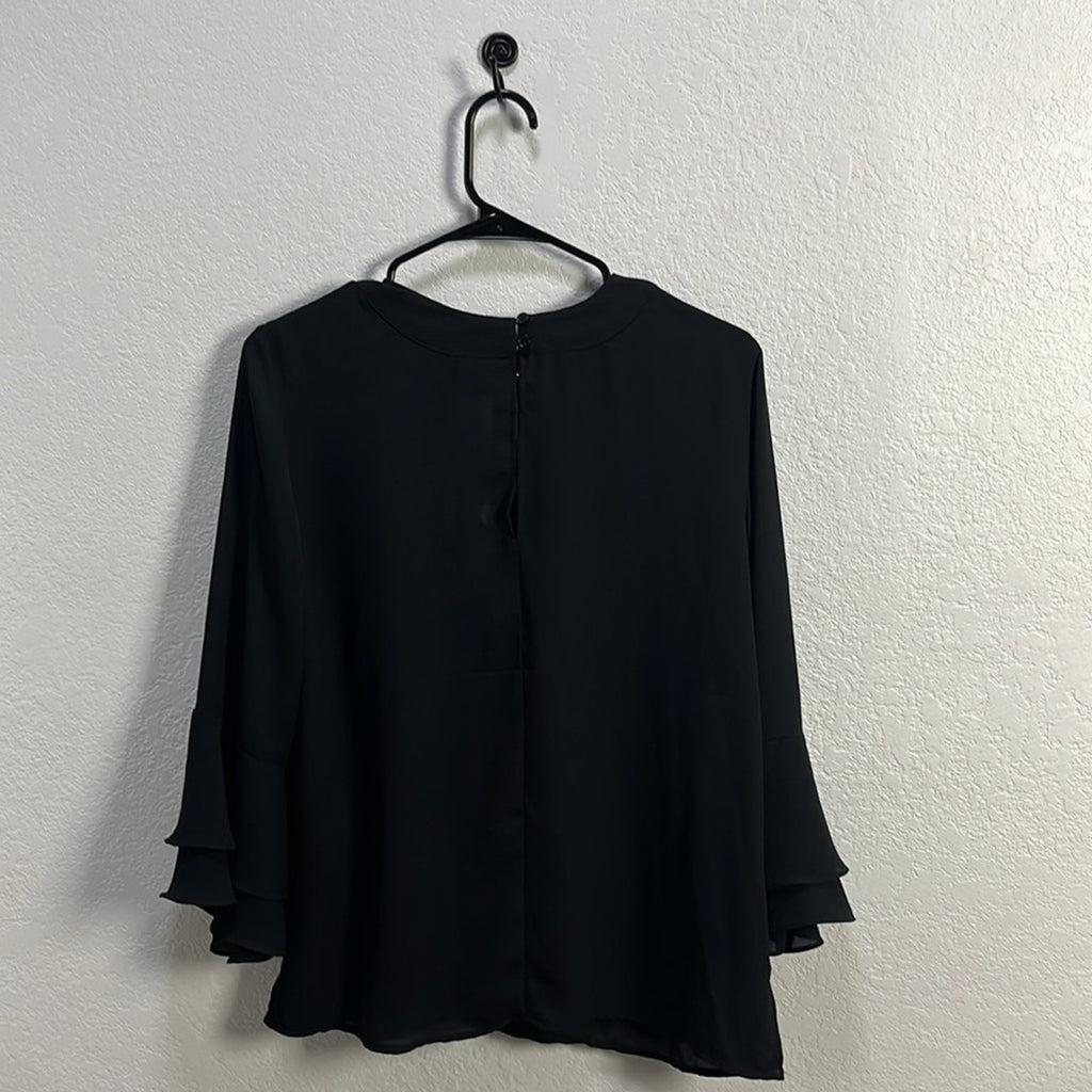 New York & Company Soho Size S Flare Sleeves Black Blouse Women Top Whimsigoth