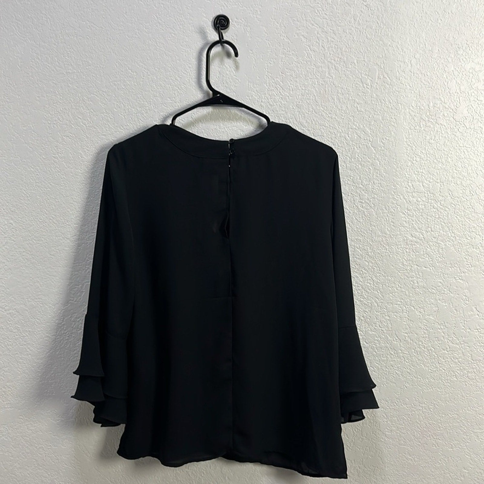 New York & Company Soho Size S Flare Sleeves Black Blouse Women Top Whimsigoth