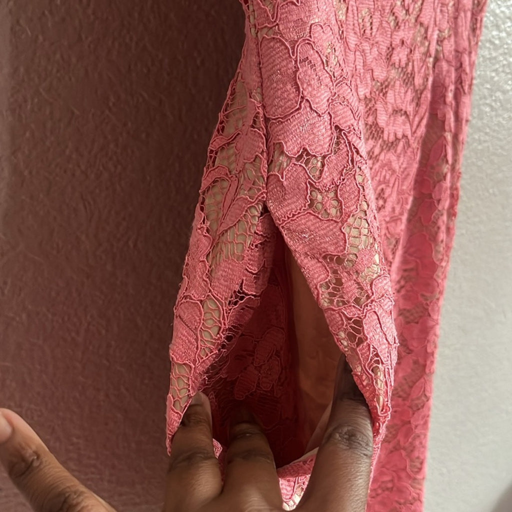 Vince Camuto Pink Lace Short Sleeve Fit & Flare Pocket Dress Women's Size 8