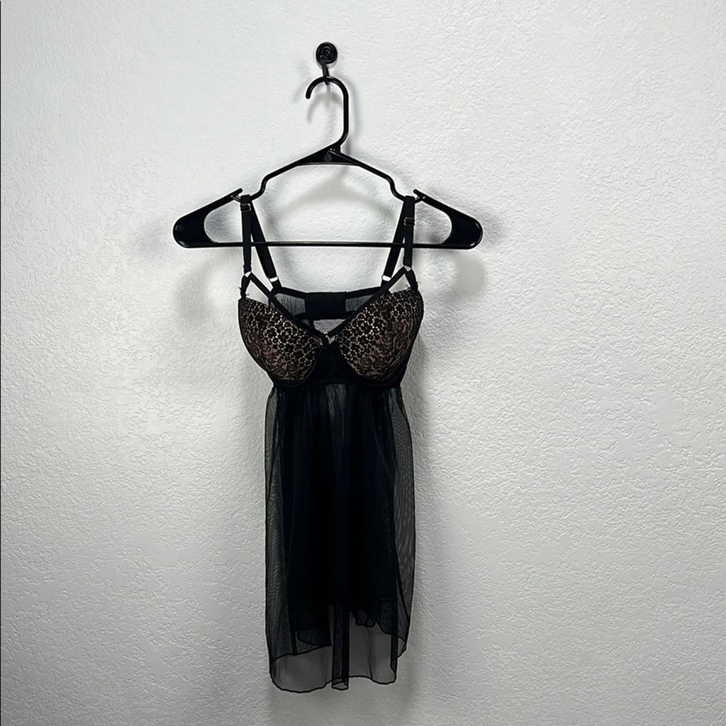 New Victoria’s Secret Strappy Lace Tulle Babydoll Nightie Lingerie Size 34D
