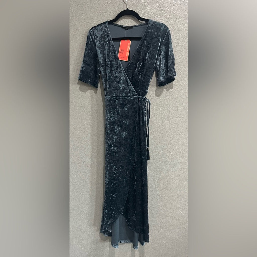 Gianni Bini Blue V-Neck Sheath Midi Dress Sz XS Velvet Platinum Marche Dress NWT