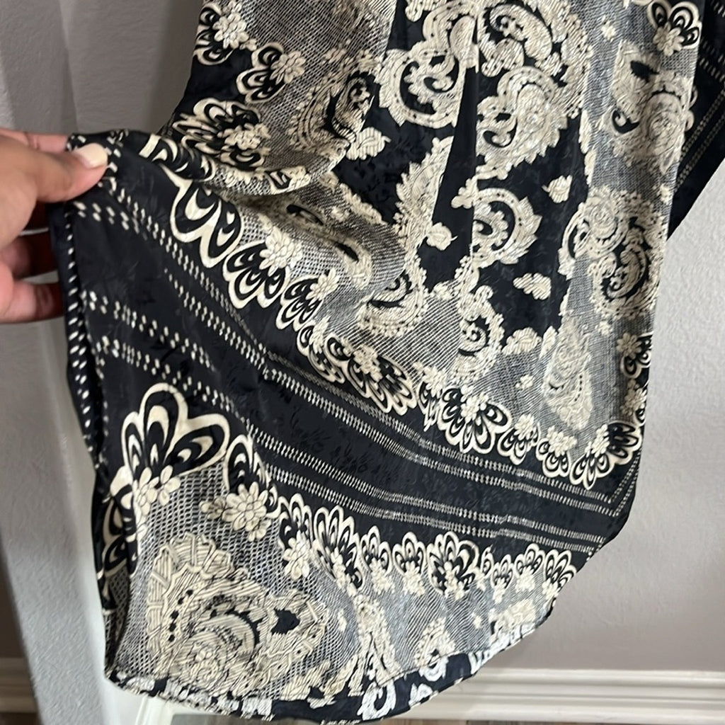 Vintage 80’s Sant’e Black Tan Lace Pattern Kaftan Dress Size OS