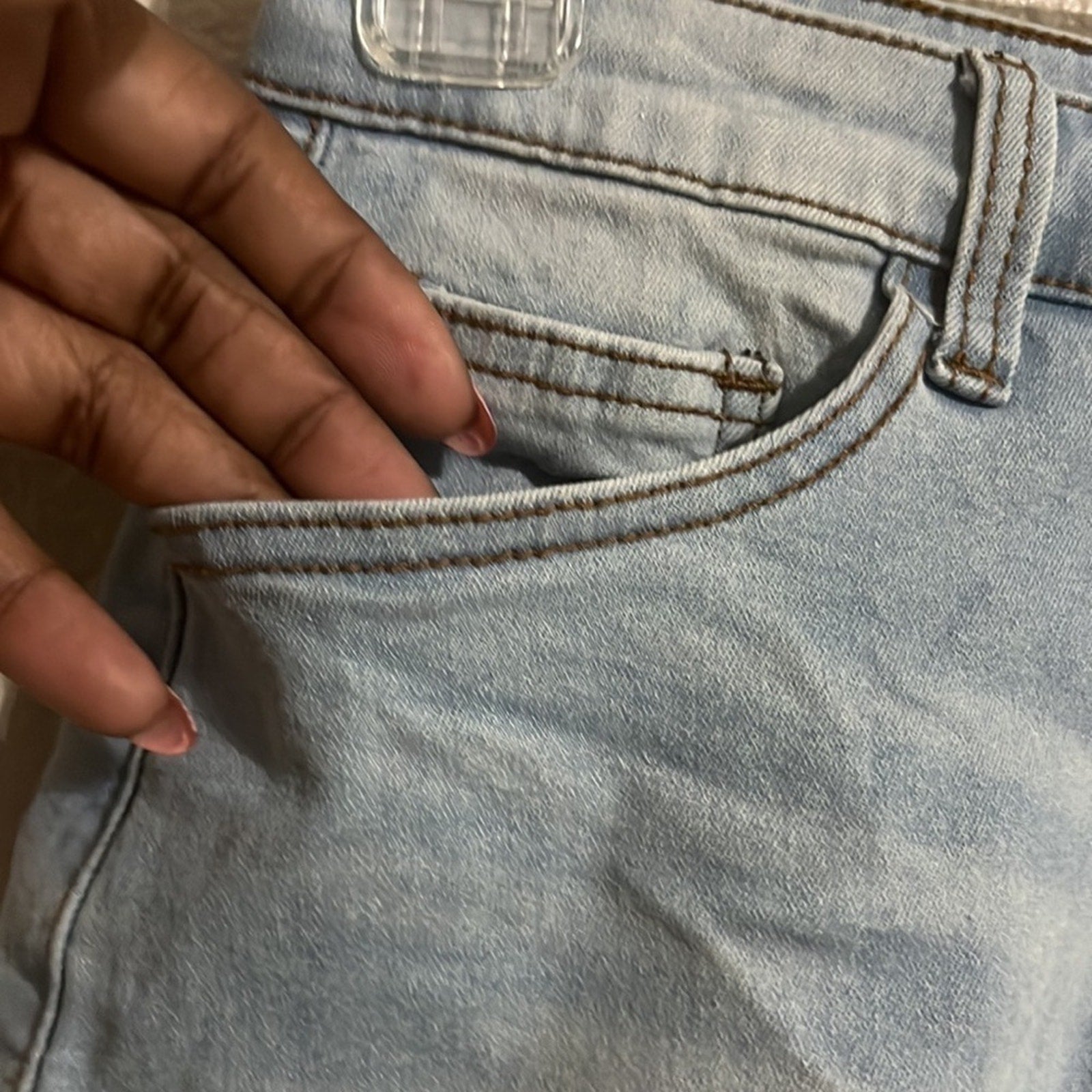 Hot & Delicious Denim Jean Shorts Size Small Stretchy With Artful Patches