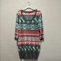 LIV Sweater Dress Size XL Gray Pink Geometric Abstract Print Straight Cut