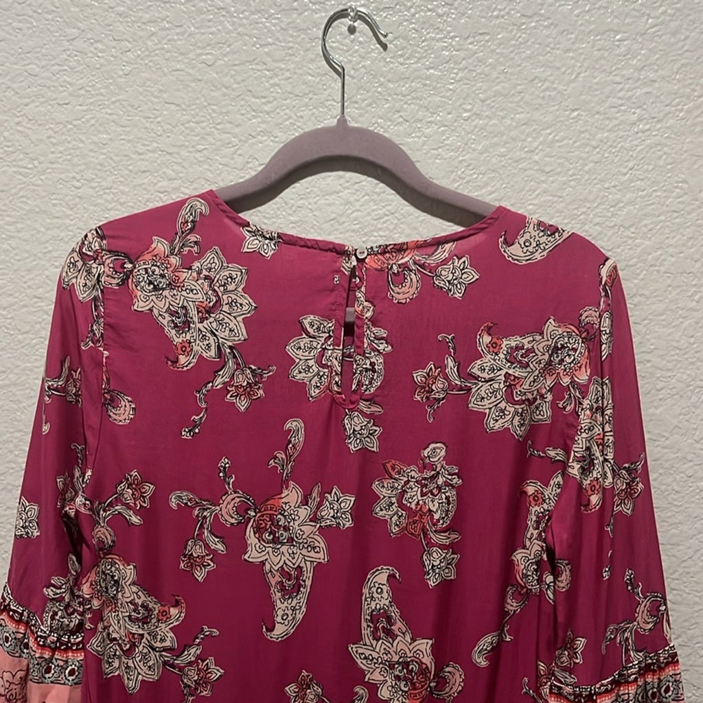 Beachlunchlounge Boho Peasant Top Large Bell Sleeves Layered Ruffles Size S/P