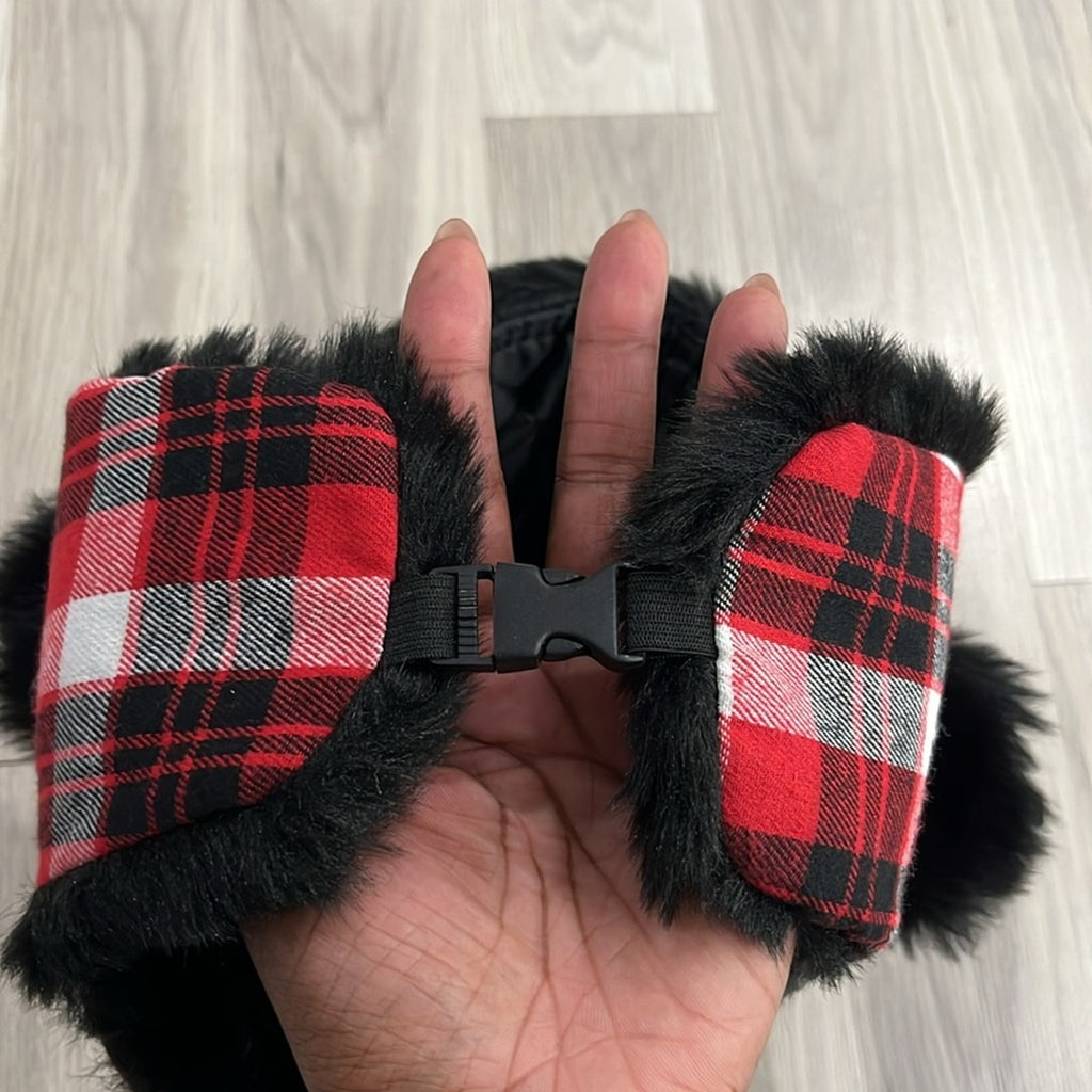 Flow Nissan Trapper Hat Winter Men Women Hat Faux Fur Ear Flap Red Plaid OSFM