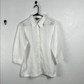 Lands' End Women 100% Linen White Button Down Tunic Shirt Size 14 Effortless