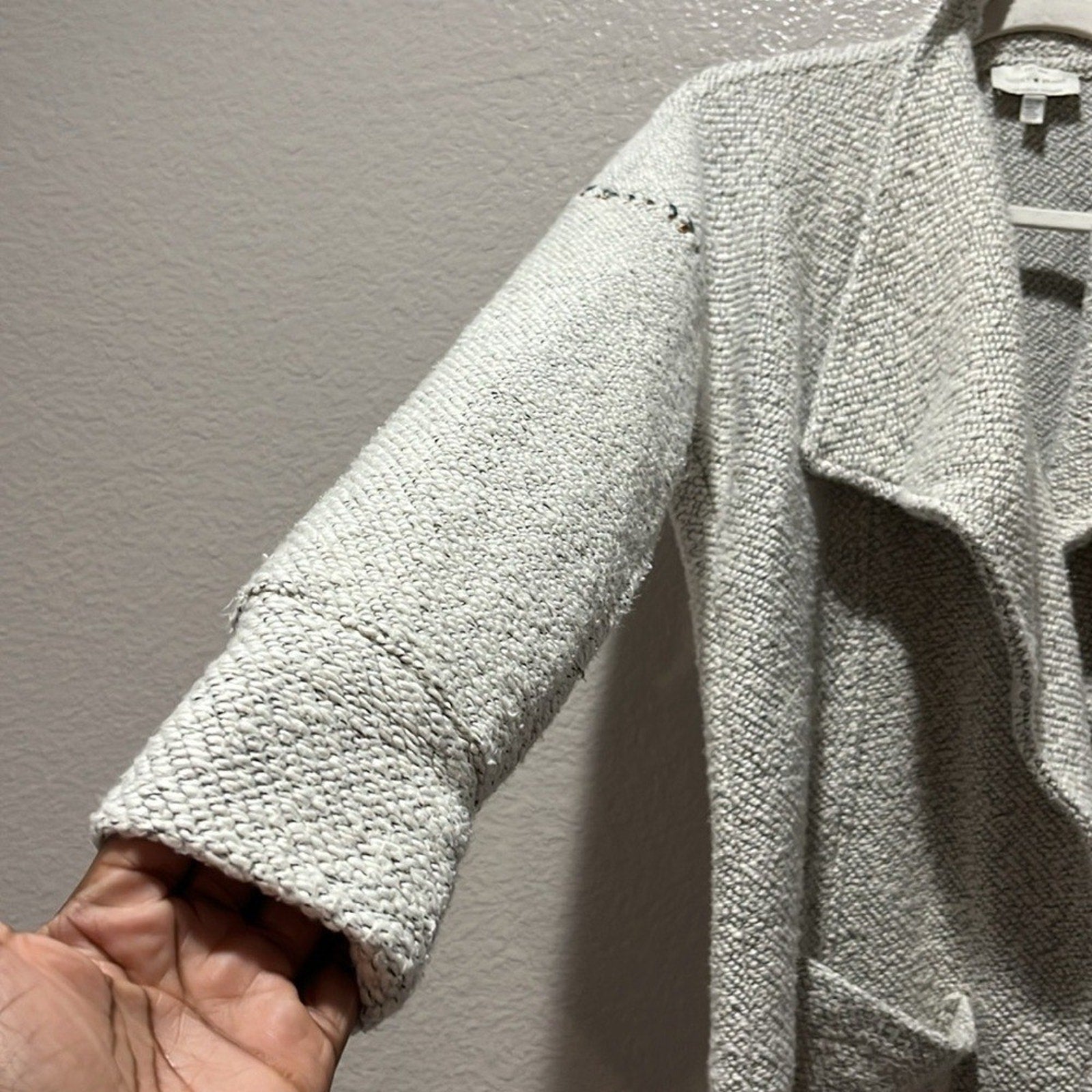 Lucky Brand Womens Blanket Stitch Cardigan Gray Sweater Sz XS Long Sleeve Cozy