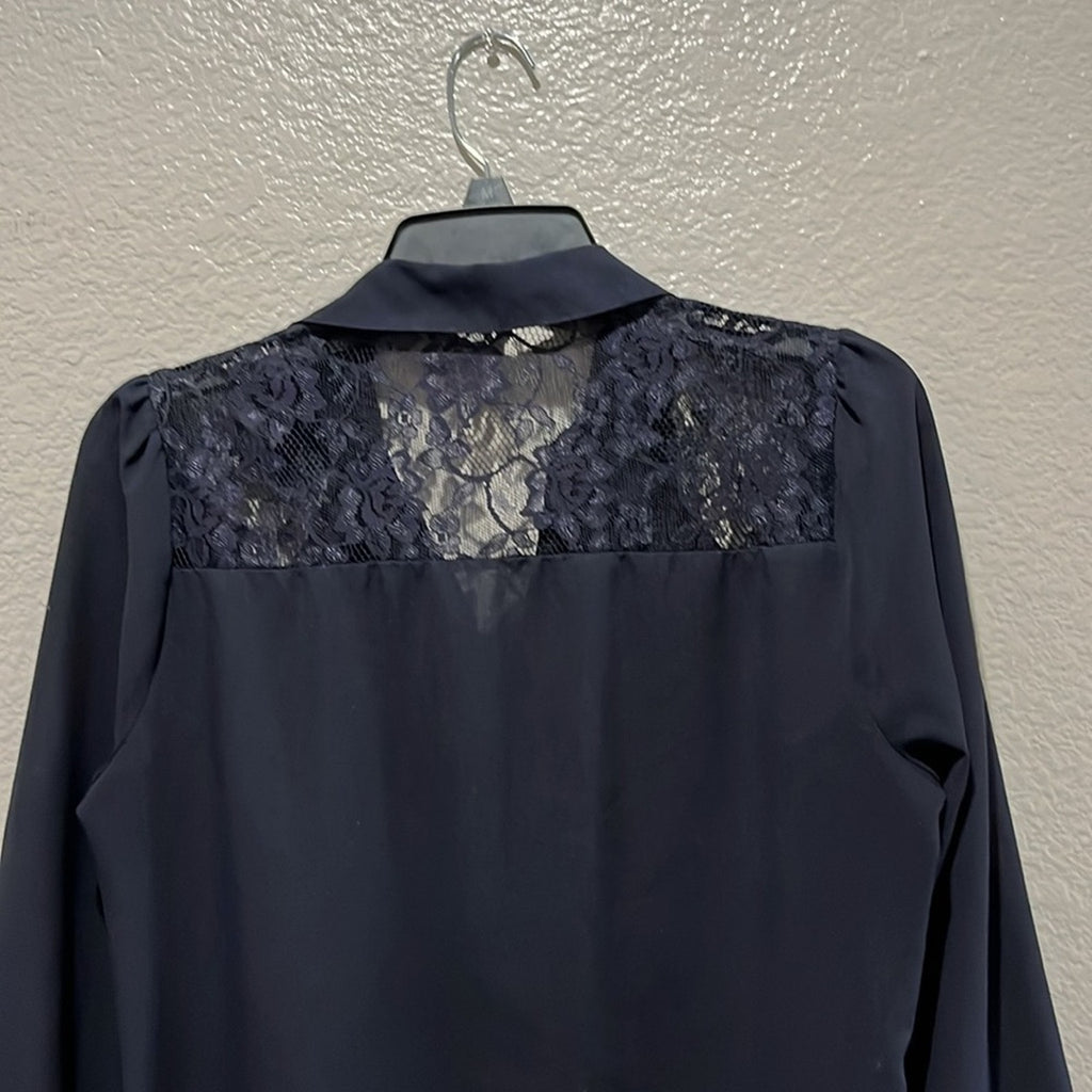 THE LIMITED BLOUSE LACE WOMENS POLY SIZE Medium NAVY BLUE  Business Casual