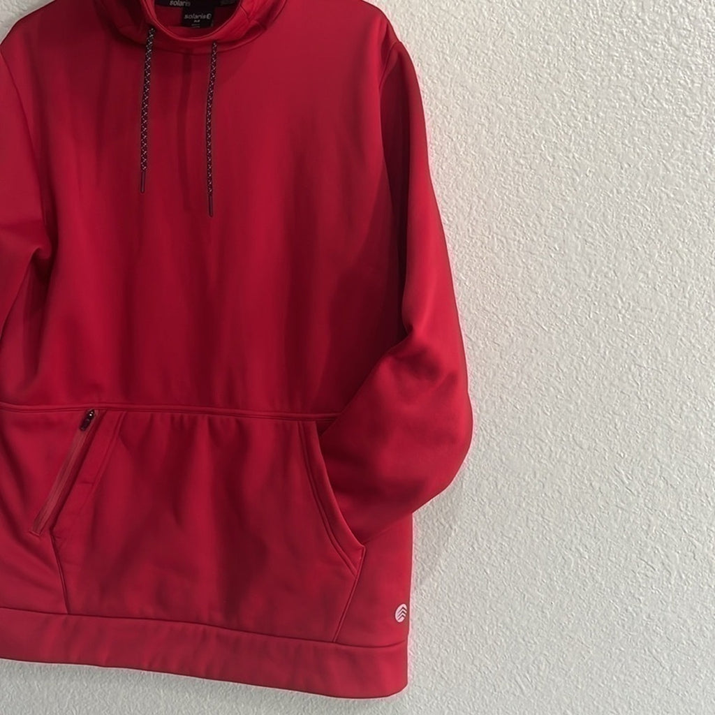Solaris Men’s Pullover Red Hoodie Size M Slim Kangaroo pocket