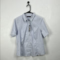 M&S Collection Womens Blue Mix Top ButtonDown Short Sleeve UK 16 (Large) Striped