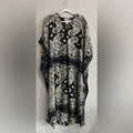 Vintage 80’s Sant’e Black Tan Lace Pattern Kaftan Dress Size OS