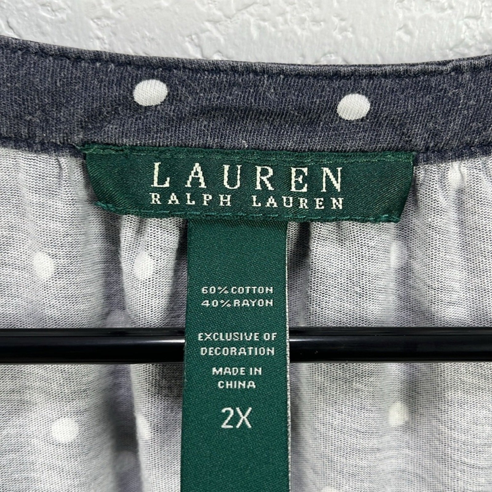 Lauren Ralph Lauren Women’s Blue  White polkadot Night Gown Plus Sz 2X Sleepwear