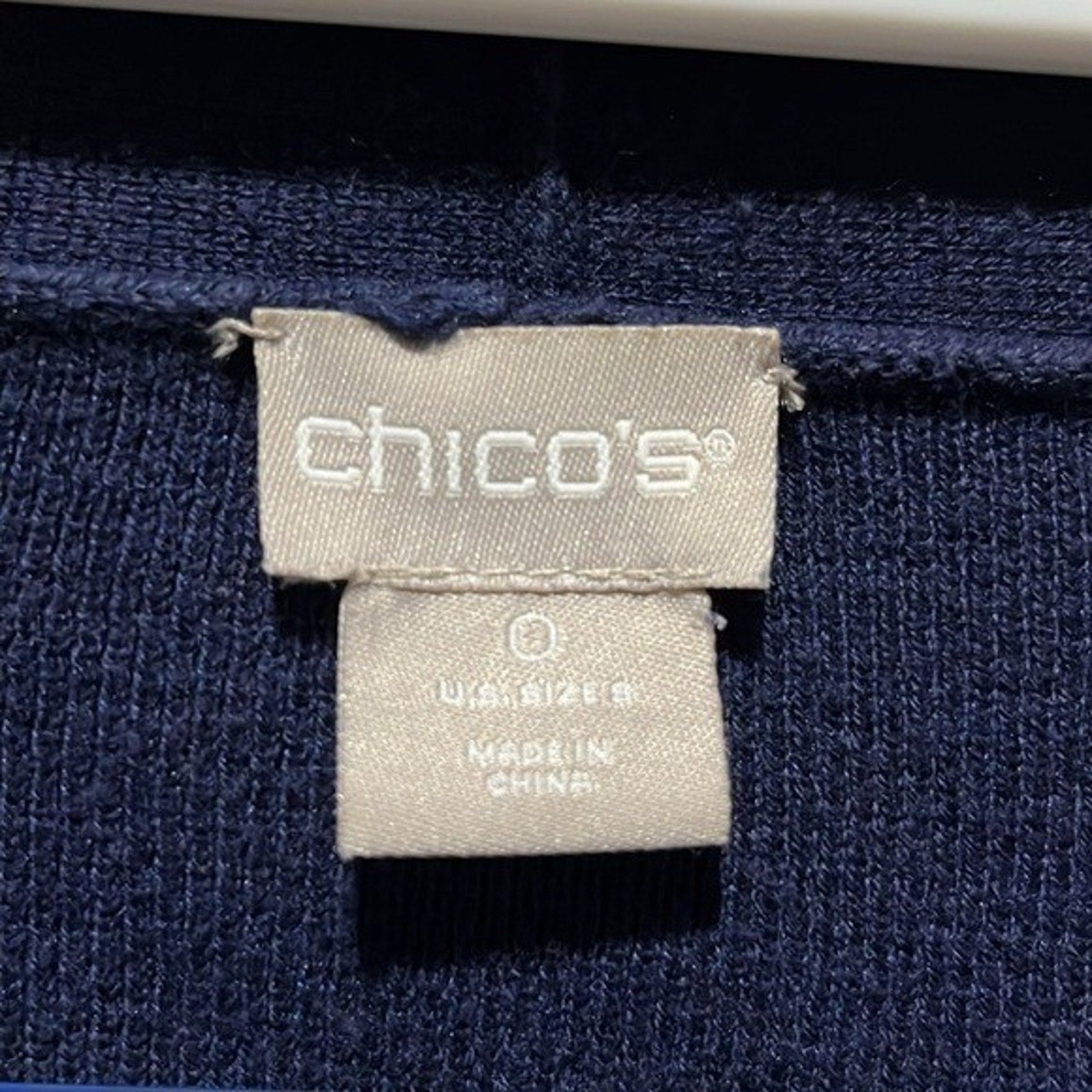 Chico's Midnight Blue Paisley Woven Back Cardigan Sweater Top Chico's 0(Small)