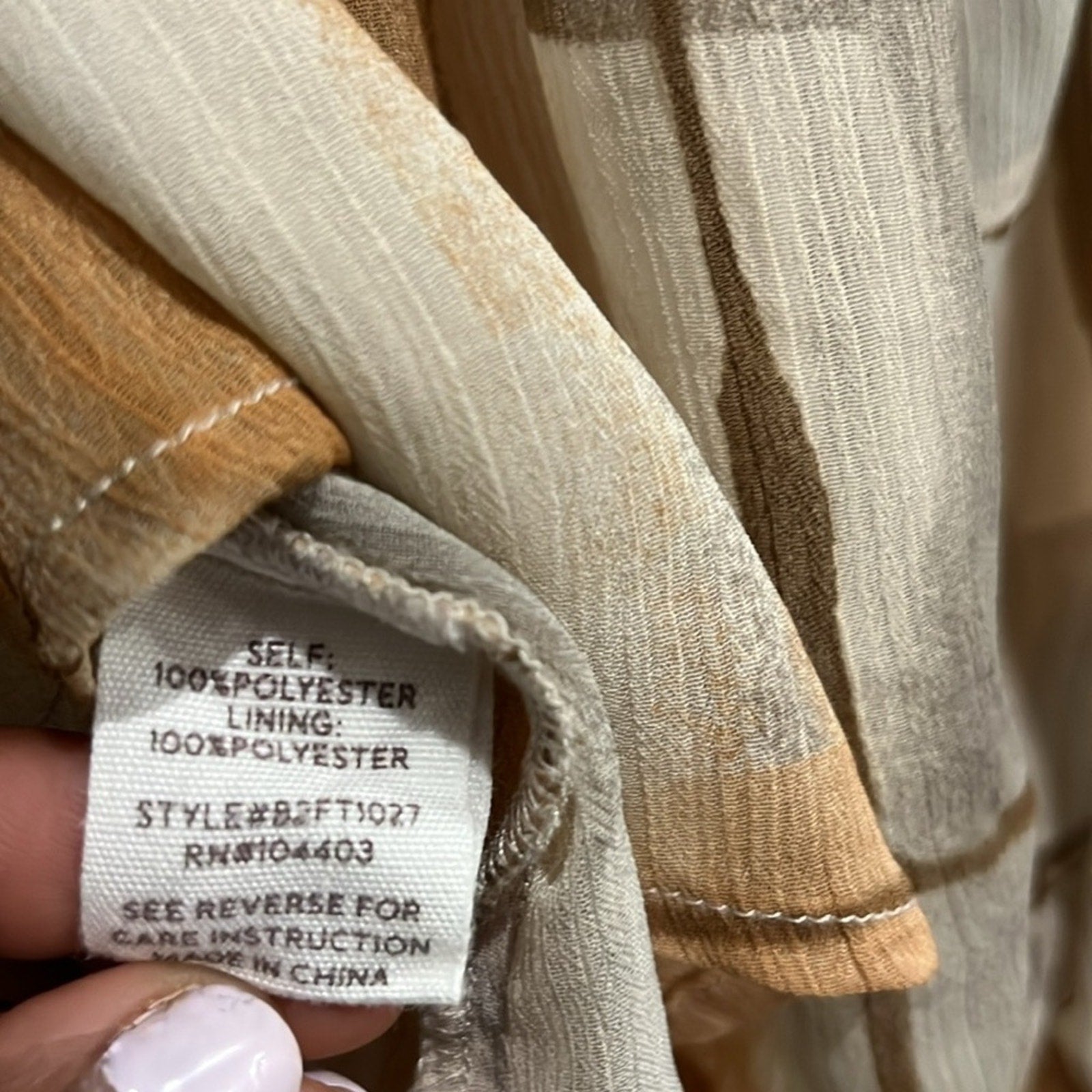 Blu Pepper Womens Cream  Tan Ruffled Long Sleeve Boho Peasant Blouse Size Small