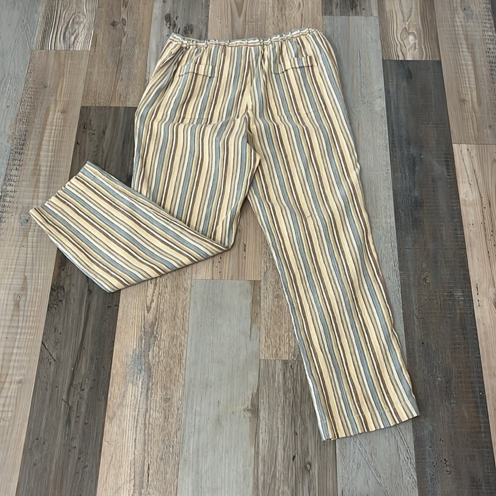 Norm Thompson Petite Large Pants Stripes Wide Leg Flowy Boho