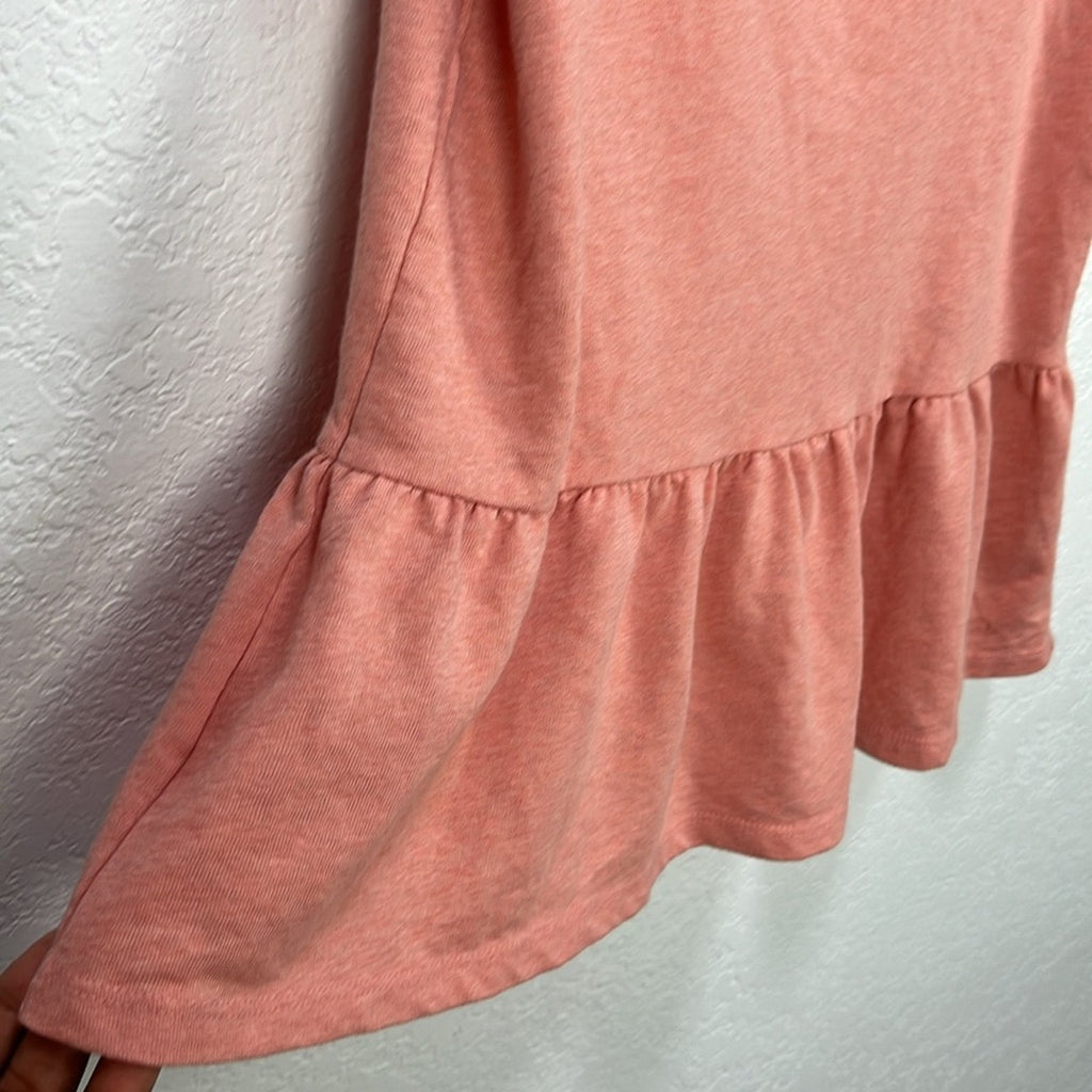 LOFT Women’s Pink Flutter Sleeve Peplum Blouse V Neck Flowy Vacay Wear Sz XXSP