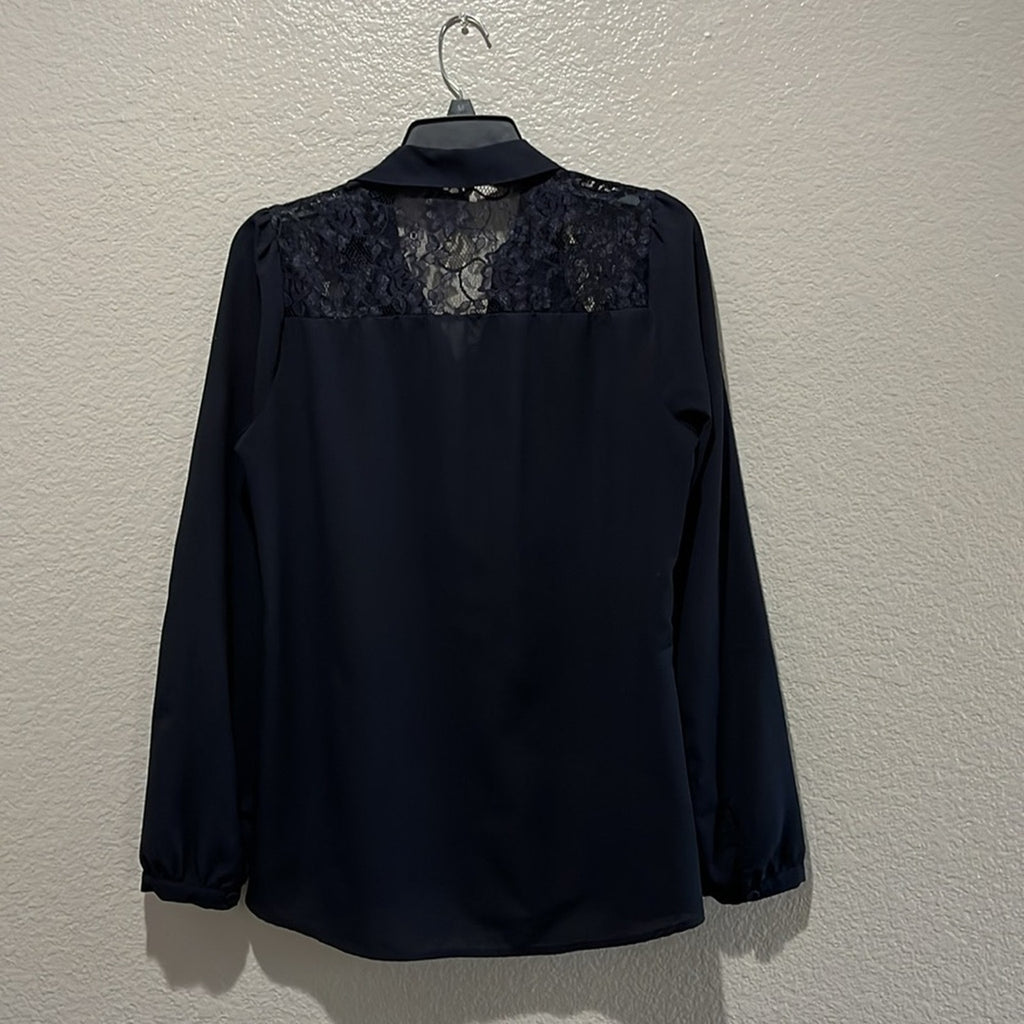 THE LIMITED BLOUSE LACE WOMENS POLY SIZE Medium NAVY BLUE  Business Casual