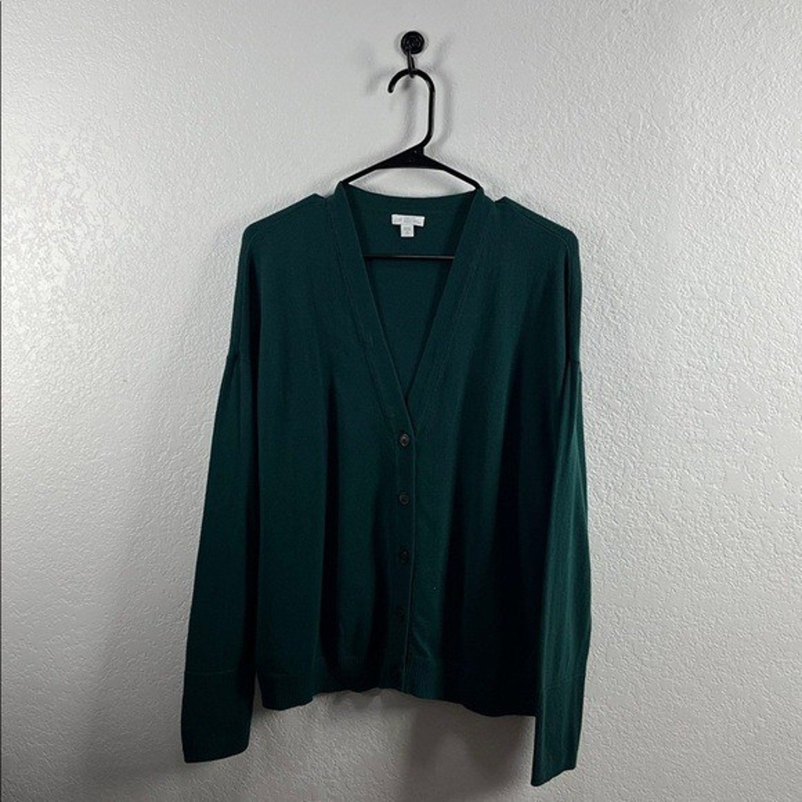 J JILL Green Button Up Cardigan Sweater Women's S Capsule Layering EUC Cotton