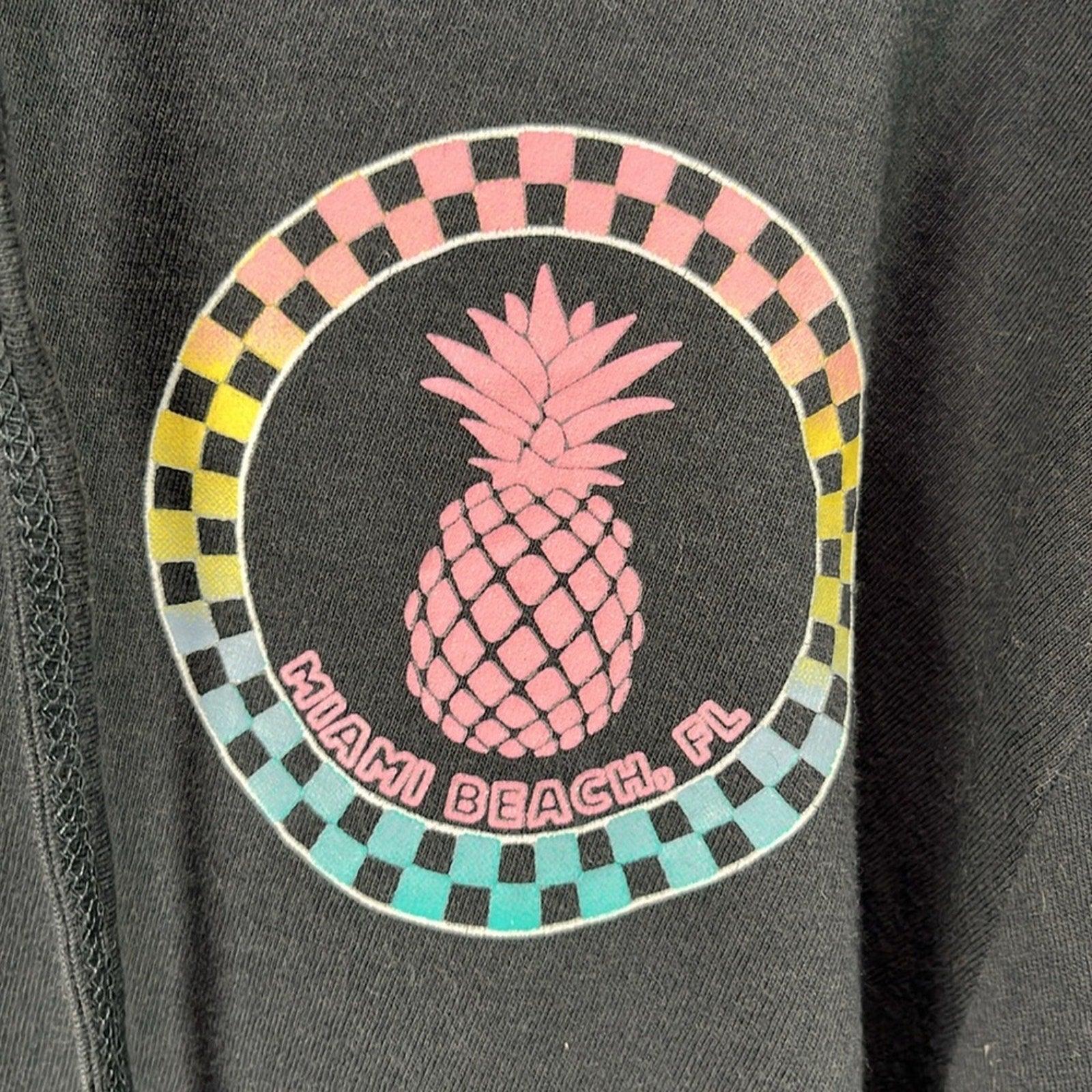 Ocean Drive Women’s Charcoal Cropped Hoodie Miami Beach FL  Sz M Beachy Summer