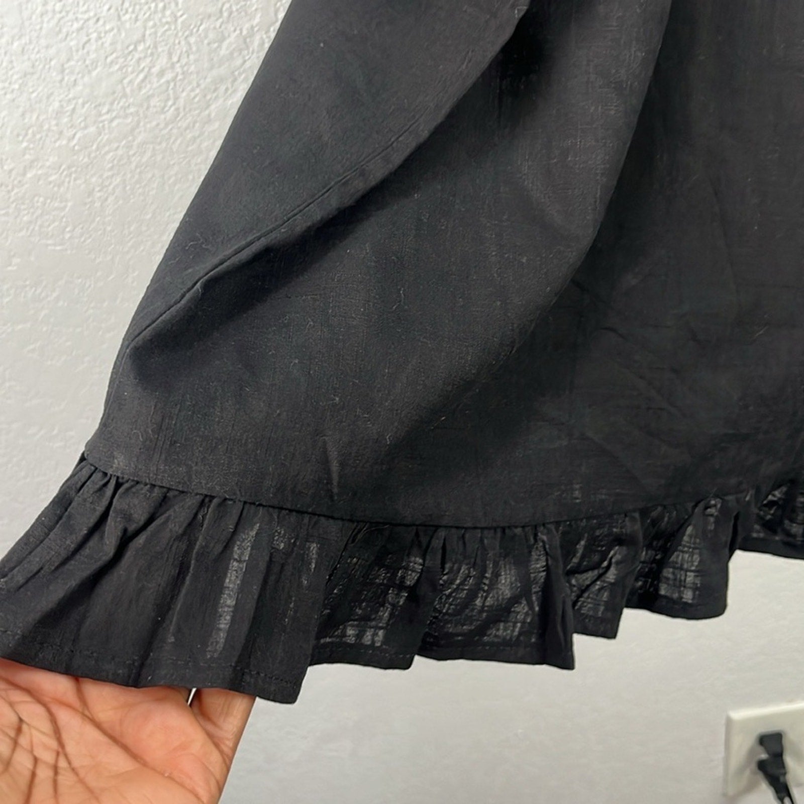 MSJ Women’s Black Flutter Sleeve Dress Ruffle Hem Cotton Casual Sz XL  Vacay