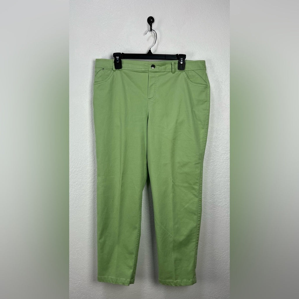 Crown & Ivy Women’s Light Green Trousers Slip On Sz 14 Career Office Core Chic