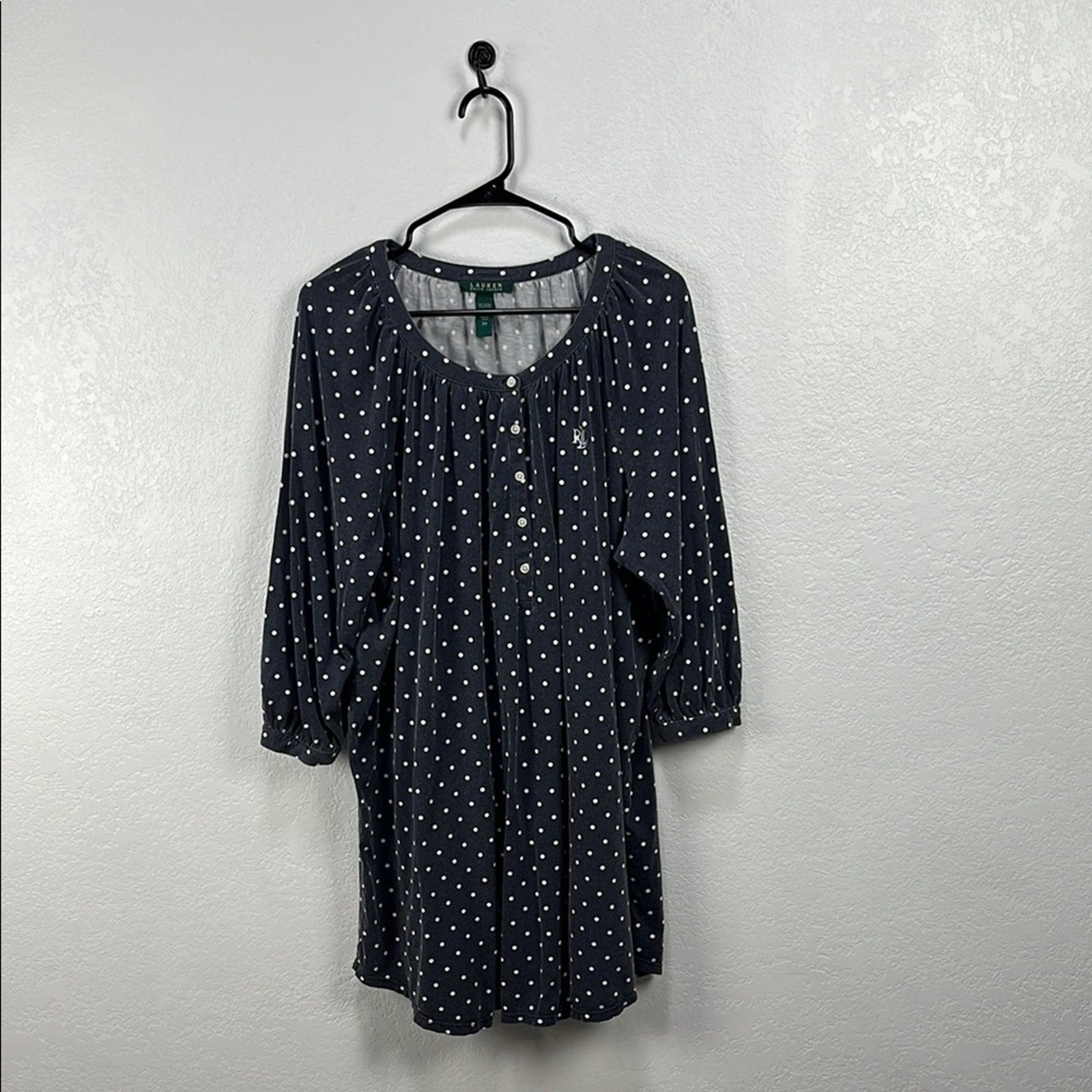 Lauren Ralph Lauren Women’s Blue  White polkadot Night Gown Plus Sz 2X Sleepwear