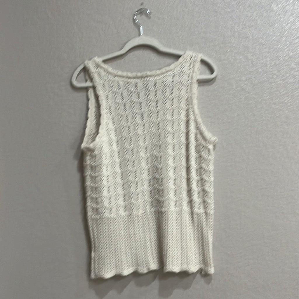 Lane Bryant Sleeveless V-Neck Pointelle Sweater Size 14/16