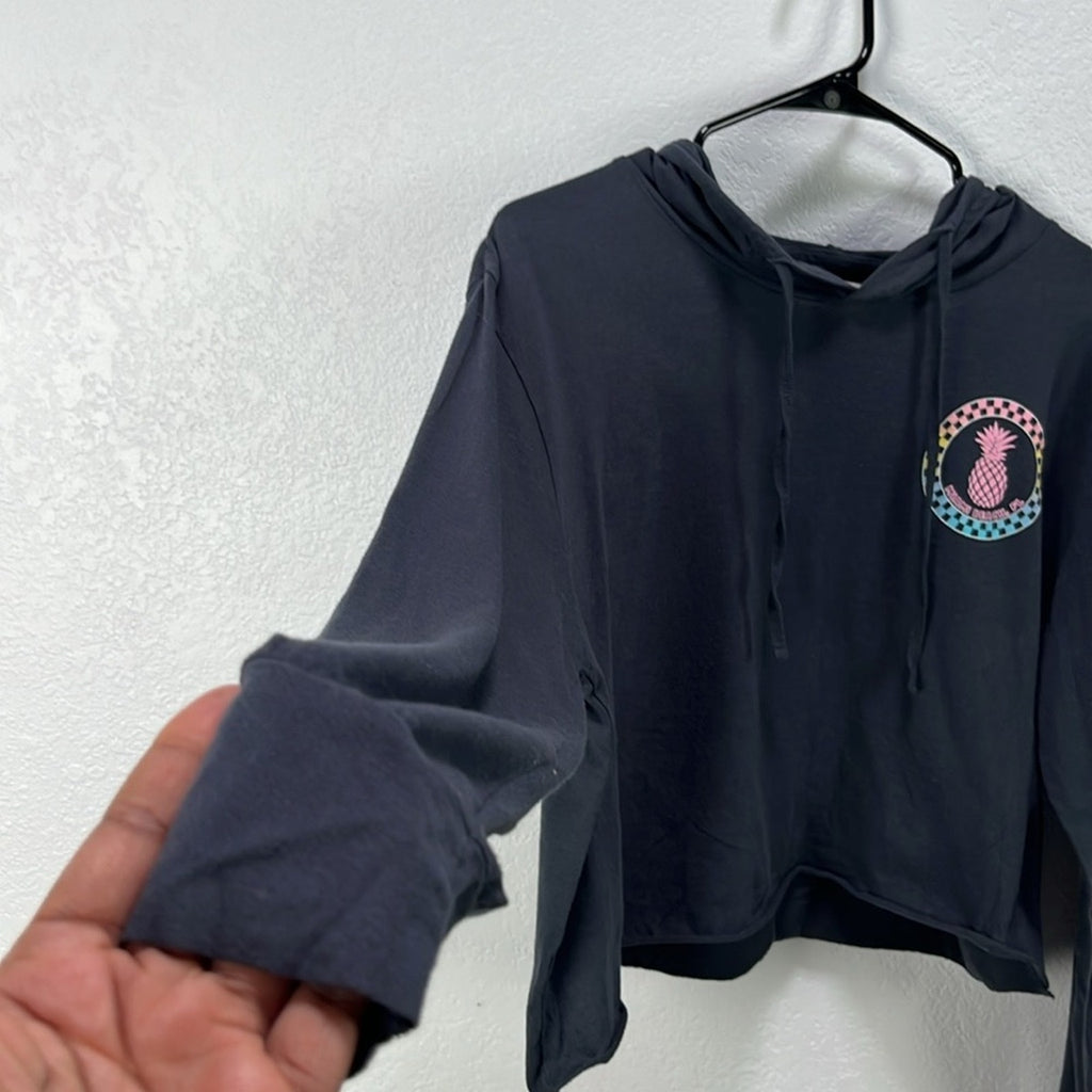 Ocean Drive Women’s Charcoal Cropped Hoodie Miami Beach FL  Sz M Beachy Summer