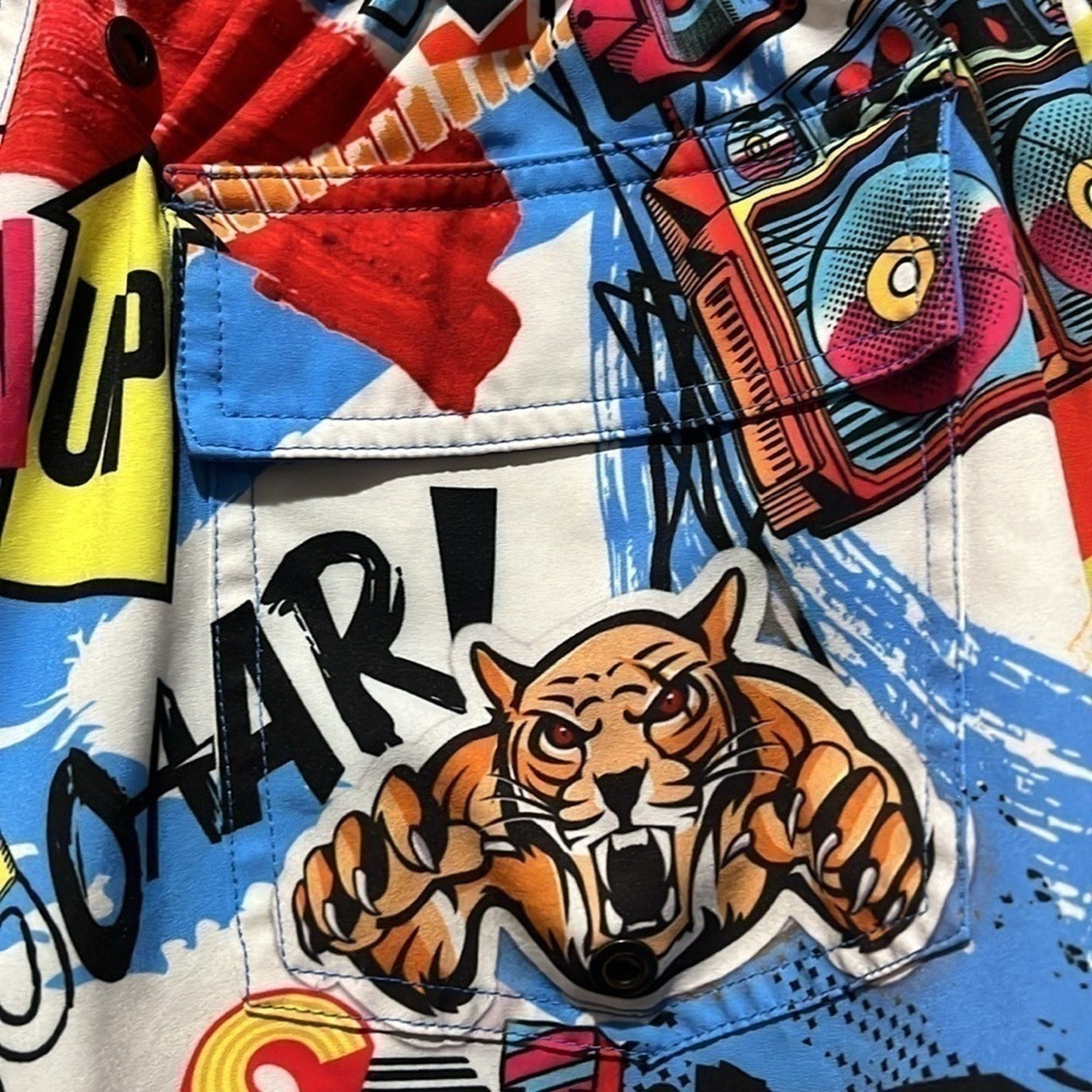Bang Men SUPER POP RESORT SHORTS Retro 90’s Y2K Zip Pockets Size Medium Beachy